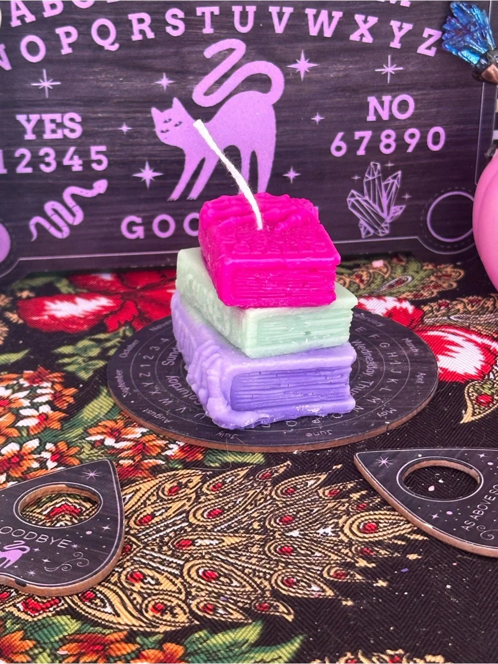 Mini Stacked Spell Books Candle | Witchy Book Candle | Gothic Library Decor